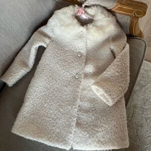 Janie and Jack Cream Faux Fur Coat